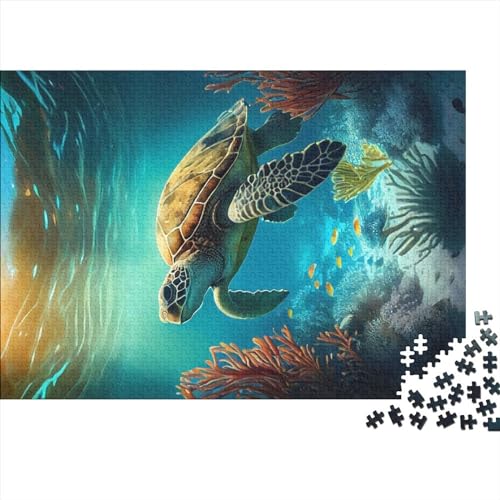 1000-teiliges Puzzle, Schildkröten-Tierpuzzle für Erwachsene, Holzspiele, Puzzle-Herausforderungsspielzeug (Größe 75x50 cm) von ADASTE
