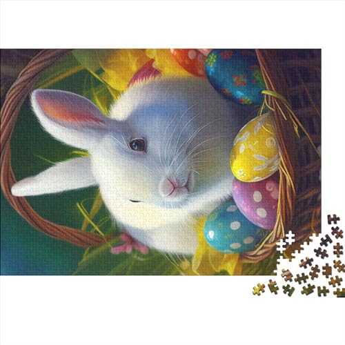 500 Kaninchen-Osterhasen-Tierpuzzles für Erwachsene, Holzpuzzles für Erwachsene, Familienpuzzlespiel, Geburtstagsgeschenke (Größe 52x38 cm) von ADASTE