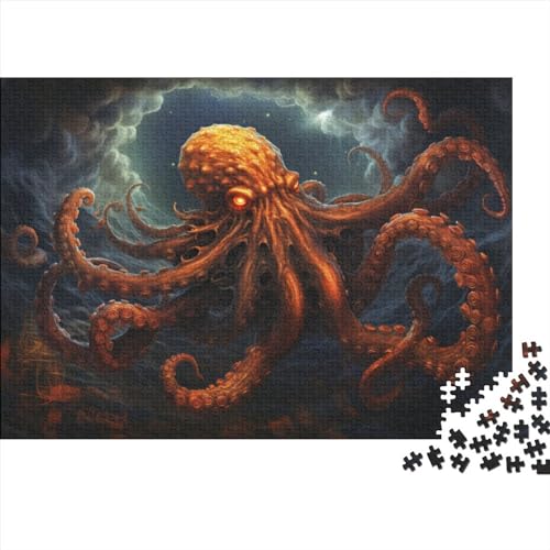 Oktopus-Monster-Puzzlespiel für Kinder und Erwachsene, 1000-teiliges Puzzle aus Holz, kreatives Dekomprimierungsspiel (Größe 75x50 cm) von ADASTE