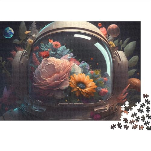 Puzzle „Astronaut mit Blumen“ für Erwachsene, 1000-teiliges Puzzle für Erwachsene, quadratische Puzzles, Entspannungspuzzlespiele, 75x50cm von ADASTE