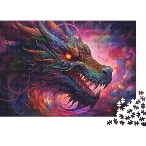 Puzzles 1000 Teile für Erwachsene | Asiatische farbige Drachen-Rätsel | 1000-teiliges Puzzle, Lernspiele, Heimdekoration, Puzzle (Größe 75x50 cm) von ADASTE