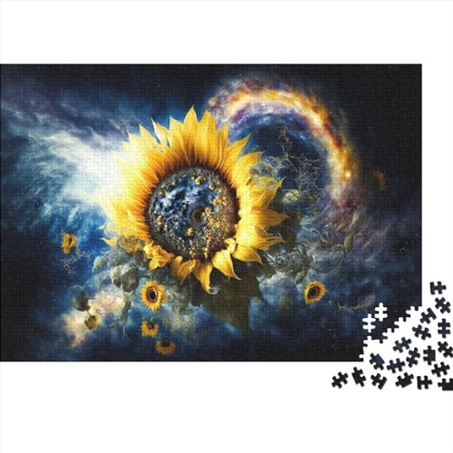 Puzzles 1000 Teile für Erwachsene | Universum-Sonnenblumen-Puzzle | 1000-teiliges Puzzle für Kinder, Holzpuzzle, Lernspiele (Größe 75x50 cm) von ADASTE