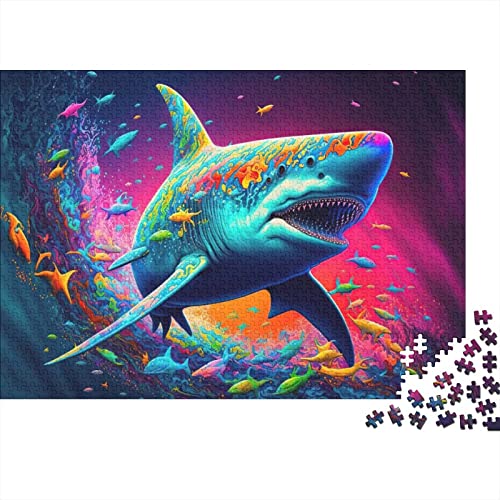 Puzzles für Erwachsene, bodenloser Hai, 300-teiliges Puzzle, rundes Puzzle, interessante Stressabbau-Puzzles, 40x28cm von ADASTE