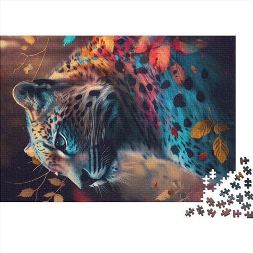 Regenbogen-Leoparden-Puzzles für Erwachsene, 500, Holzpuzzles für Erwachsene, Familien-Puzzlespiel, Geburtstagsgeschenke (Größe 52x38 cm) von ADASTE