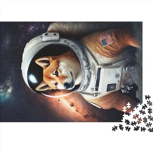 Shiba Inu Astronauten-Puzzles, 500 Holzpuzzles, Geschenke für Erwachsene und Kinder, Geschenke, Puzzle, Familienspiel, Spielzeug (Größe 52x38 cm) von ADASTE