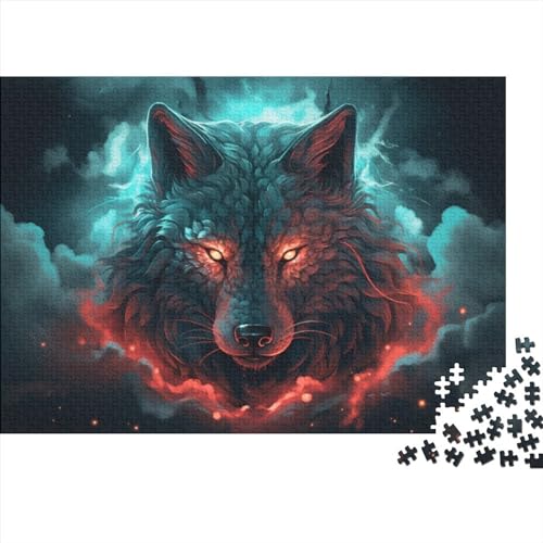Wolf mit Feuer-Puzzles, 1000 Teile, Puzzle für Erwachsene, Intellektuelles Spiel, Puzzle-Spielzeug für Erwachsene und Kinder (Größe 75x50 cm) von ADASTE