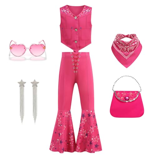 ADDACOS Pinkes Kostüm für Mädchen, Halloween-Kostüm aus Puppenfilm mit Zubehör (Rose, 150 (10–11 Jahre)) von ADDACOS