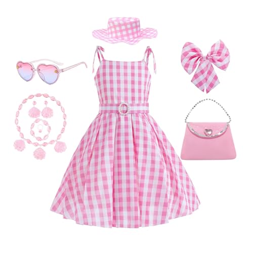 ADDACOS Prinzessinnenkostüm für Mädchen, Puppen, Film, Halloween, Verkleiden mit Zubehör (Rosa, 100 (3–4 Jahre)) von ADDACOS