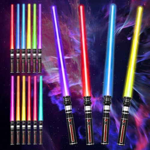 ADDLIVE Lichtschwert Kinder, Duell Laserschwert mit Licht und Sound, 2-in-1 Laserschwert Kinder, Erweiterbarem Lightsaber-Set für Anziehpartys, Cosplay Spielzeug fürKinder Geschenk (Mehrfarbig(4pcs)) von ADDLIVE