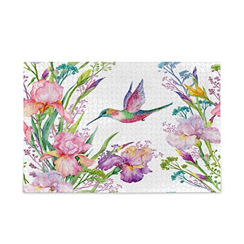 1000 Pcs Jigsaw Puzzles Watercolor Animal Flower Hummingbird Puzzle,Fun Toy Family Game for Educational Intellectual DecompressingMulticoloured50x70cmKv458 von ADEIK