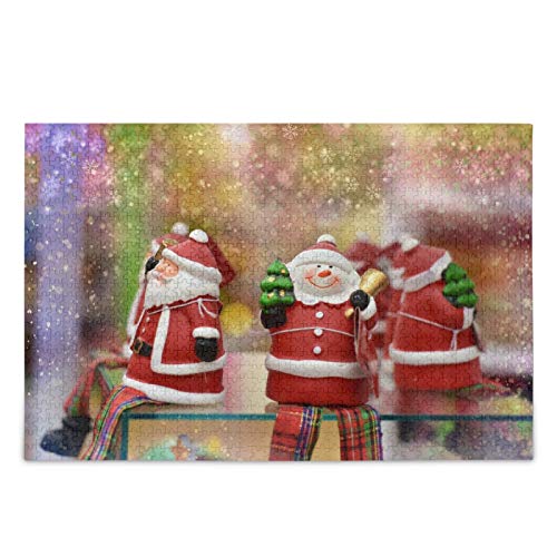 Christmas Santa Claus Jigsaw Puzzle Snowflake Xmas Tree 500 Pieces Puzzles Educational Intellectual Decompressing Fun Game for Kids Adult Home Wall Decor26x38cmKv488 von ADEIK