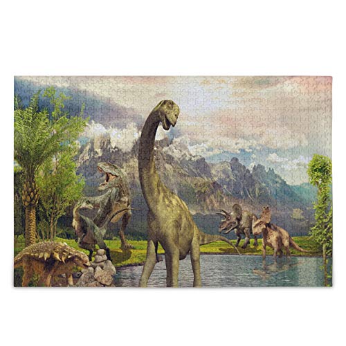 Dinosaurs Animal Park Jigsaw Puzzle Lake Jungle Tree 2000 Pieces Puzzles Educational Intellectual Decompressing Fun Game for Kids Adult Home Wall Decor70x100cmKv506 von ADEIK