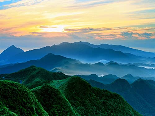 Jigsaws Puzzle 1000 Pieces for Adults Green Mountains in The Morning Modern Artood Toys Fun Games Great Educational Kids50x70cmSCd455 von ADEIK