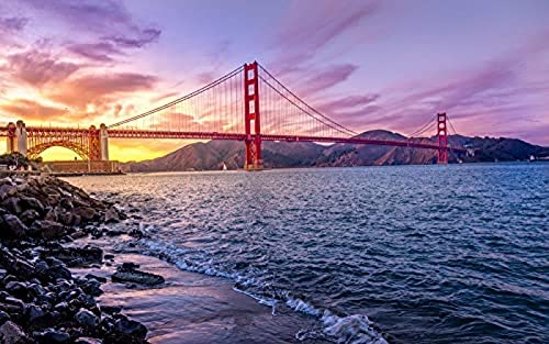 Papery Puzzle 1000 Pieces Sunset Over The Golden Gate Bridge in California Puzzle Games Home DecorLaei50x70cmKv446 von ADEIK