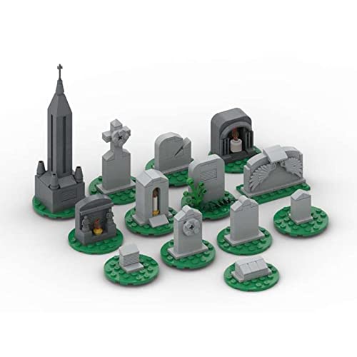 Modular Building, MOC-Halloween Grabsteine Baustein Set Friedhof Grabstein Stein Grabstein Gruppe DIY Modulare Gebäude Konstruktionsspielzeug, 232 Teile, Kompatibel mit Lego von ADITAM