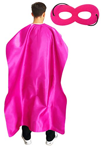 ADJOY Superhelden-Umhang und Maske für Damen und Herren, für Partys oder Urlaub, Bibbleschule - Pink - von ADJOY