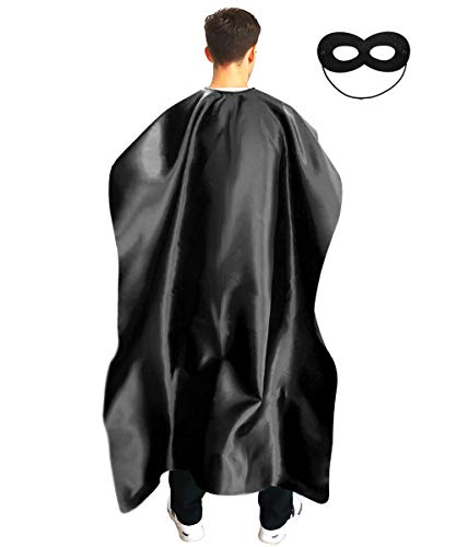 Superhelden-Umhang und Maske für Damen und Herren, für Partys oder Urlaub, Bibbleschule - Schwarz - von ADJOY