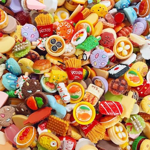 60 Stück 1:12 Puppenhaus Zubehör, Mini Essen, Miniatur Essen und Trinken, Wichtel Zubehör, Miniatur Wichtel Zubehör Küche, Weihnachten Miniatur Ornament, DIY Deko Se Geschenk für Puppenhaus von ADLUH