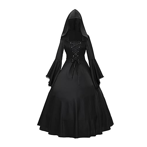 2023 Halloween Elegant Y23K Gothic Retro Mittelalter Spitze Gothic Kleid Damen Tinyones Frauen Jabami Yumeko Kostüm Schuluniform Anime Cosplay (Black, L) von ADMAY
