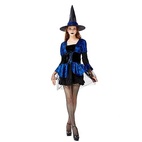 ADMAY 2023 Halloween Elegant Y21K Halloween Party Kostüm für Frauen Set Hüte Outfits Set Faszinierendes Design Deku Cosplay Kostüm Junge (Blue, L) von ADMAY