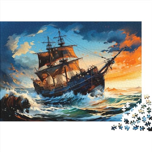 1000-Teiliges Puzzle, Segelpiratenschiff, Puzzle Für Erwachsene, Holzpuzzle, Heimdekoration, 75X50CM von ADMITO