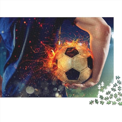 300-Teilige Puzzles, Fußball- Und Feuerpuzzles Für Erwachsene, Holzbrettpuzzles, Schwierig Und Herausfordernd, 40X28CM von ADMITO