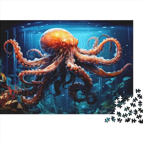 500-Teiliges Puzzle Für Erwachsene, Buntes Oktopus-Puzzle Für Erwachsene, Holzpuzzle, Lernspiele Für Erwachsene Und Kinder, 52X38CM von ADMITO