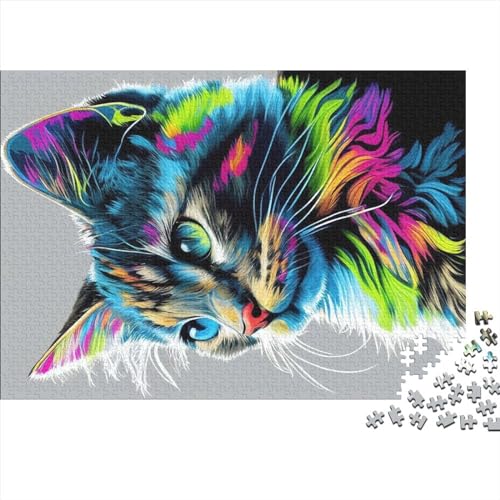 Katzen-Pop-Art-Tier-Puzzle, 1000 Teile, für Erwachsene, Puzzle für Erwachsene, 1000-teiliges Puzzle, Lernspiele (75x50cm) von ADMITO