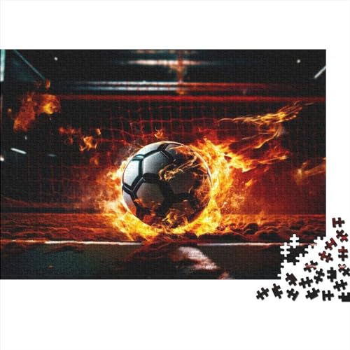 Puzzles Für Erwachsene, 500 Quadratische Puzzles Mit Fußball Und Feuer Für Erwachsene Und Kinder, Holzbrettpuzzles, Denksportaufgaben Für Erwachsene, 52X38CM von ADMITO