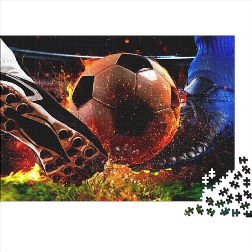 Puzzles Für Erwachsene, 500 Teile, Fußball Und Feuer, Rechteckige Puzzles Für Erwachsene Und Kinder, Holzbrettpuzzles, Familiendekoration, 52X38CM von ADMITO