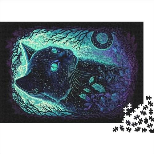 Schwarzlicht-Katze-Puzzle für Erwachsene, 300 Teile, klassisches Puzzle, Holzpuzzle, Wandkunst, einzigartiges Spielzeug, Geschenk (40x28cm) von ADMITO