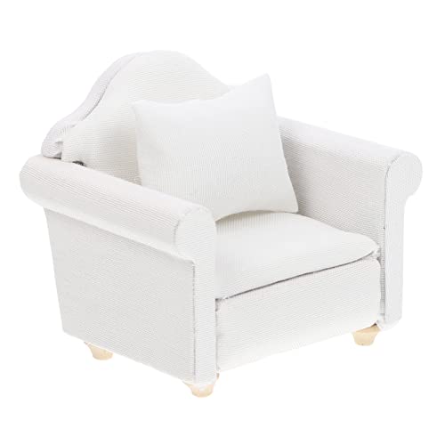 ADOCARN Mini-hausmöbel Weißes Miniatur-einzelsofa Aus Holz Puppenhaus-Couch-Sofa-Set Für Die Raumdekoration von ADOCARN