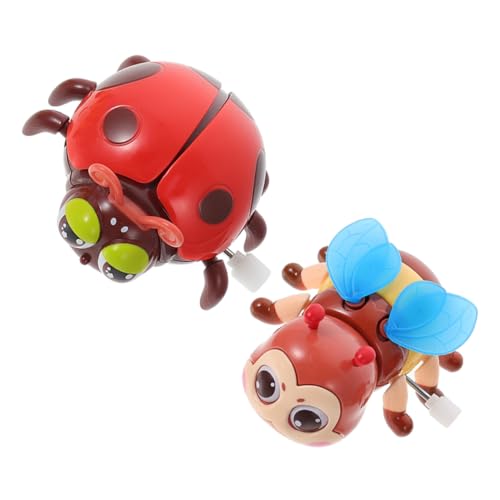 2 x Spielzeug-Haargummis, kleine Biene, zum Aufziehen, Insektenmodell, kleiner Marienkäfer, Weihnachtsstatue von ADOCARN
