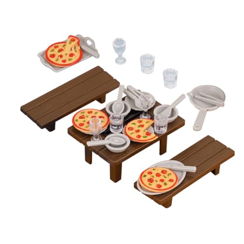 ADOCARN 1 Satz BBQ für Puppenhaus Realistisches Zubehör mit Grill Pizza und Geschirr für Kreatives Rollenspiel und Küchenszenarien für Reiseaktivitäten von ADOCARN