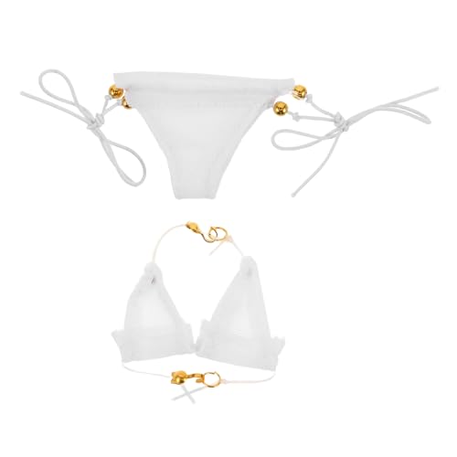 ADOCARN 1 Satz Badeanzug -Dressingpuppe Badebekleidung Puppenstrand dekorative Badeanzug-Outfit-Requisiten Puppenurlaubskleidung Mini-Puppen-Badeanzug-Outfit Tiny Doll Badeanzug Stoff Weiß von ADOCARN