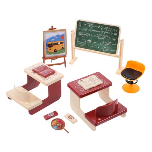 ADOCARN 1 Satz Dekorationsset für Puppenhaus Süßes Schulzimmer mit Stühlen und Tischen für Kreative Spielideen und DIY Projekte Landschaften und Fotodekoration von ADOCARN