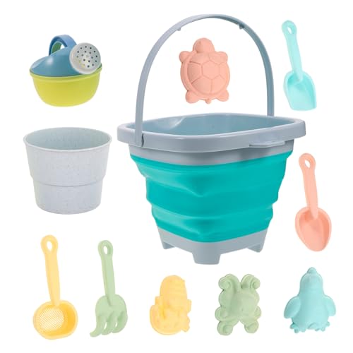 ADOCARN 1 Satz Faltbares Sandspielzeug Set für Teiliges Eimer Set mit Schaufeln und Harke für Strand Garten und Sommeraktivitäten Transportabel und Platzsparend Farben für Kreativen von ADOCARN