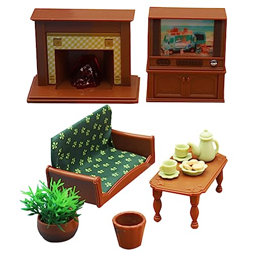 ADOCARN 1 Satz Simuliertes Wohnzimmer -Sofa -Fernseher Set Dekoration Dekoratives Mini-Modell Miniatur-hausmöbel Dollhouse Decor Mini-möbelverzierung Miniaturhaus Kit Mini- -kit Plastik von ADOCARN