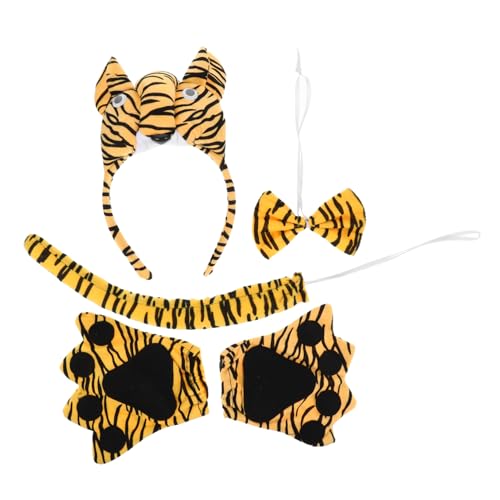 ADOCARN 1 Satz Tiger Kostüm Zubehör mit Tigerohren und Handschuhen für Halloween Cosplay und Tiermottopartys für Erwachsene von ADOCARN