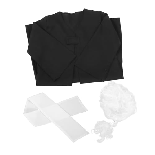ADOCARN 1 Set Anwaltsuniform Perückenset Richter Outfit Spielhaus Partyperücke Kleinkinder Richterkostüm Richterkostüm Kleinkinder Karrierekostüm Für Kinder Richter Kopfbedeckung von ADOCARN