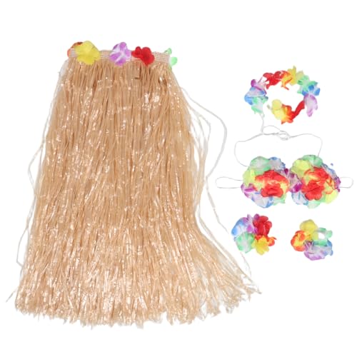 ADOCARN 1 Set Hawaii-Grasrock: Lebendiges Luau-Partykostüm mit Blumen-Accessoires für Sommer- und Strandauftritte von ADOCARN