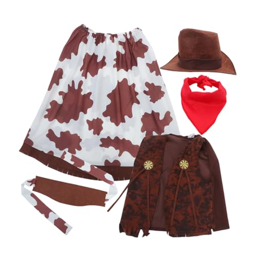 ADOCARN 1 Set Jeansanzug Western Outfit Bequemes Lustiges Western Kostüm Zum Anziehen Geburtstagsparty Kostüm Cowgirl Kostüm Western Verkleidung Geburtstags Ankleide Aus Vliesstoff von ADOCARN