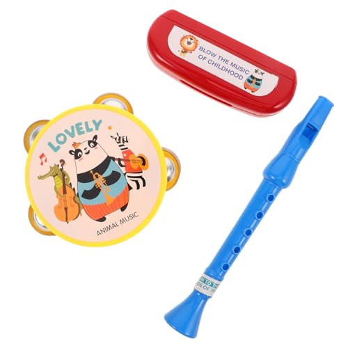 ADOCARN 1 Set Musikinstrumente Für Vorschulkinder, Flöte, Tamburin Und Mundharmonika, Spielzeug Für Jungen Und Mädchen, Lustiges Musikspielzeug Für Kleinkinder, Frühes Lernen Und von ADOCARN