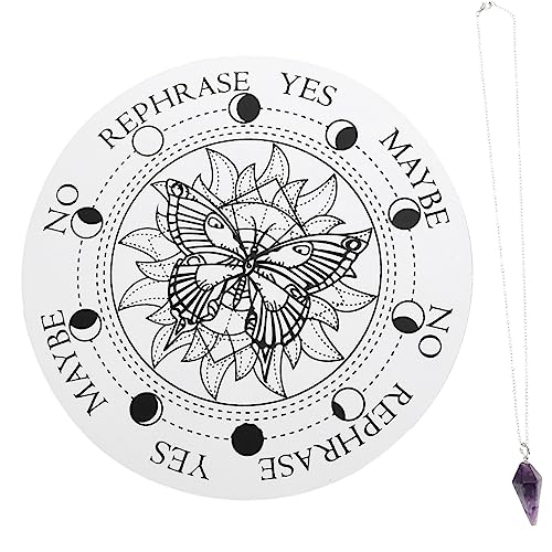 ADOCARN 1 Set Sieben Sterne Array Meditationsplatte Mit Anhänger, Meditations Wahrsagetafel, Holzplatte Mit Anhänger, Wünschelrutenpendel Brett, Hexenschmuck, Hexen Bastelset von ADOCARN
