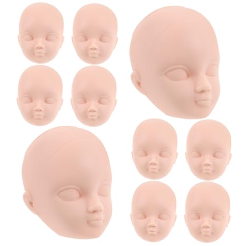 ADOCARN 10 Stück Anziehpuppenköpfe, Puppenköpfe Ersetzen, Puppenzubehör, DIY Puppenköpfe Zum Basteln, Puppenherstellung, Köpfe Zum Bemalen Von Puppenkörperteilen, Üben Von Make Up, von ADOCARN