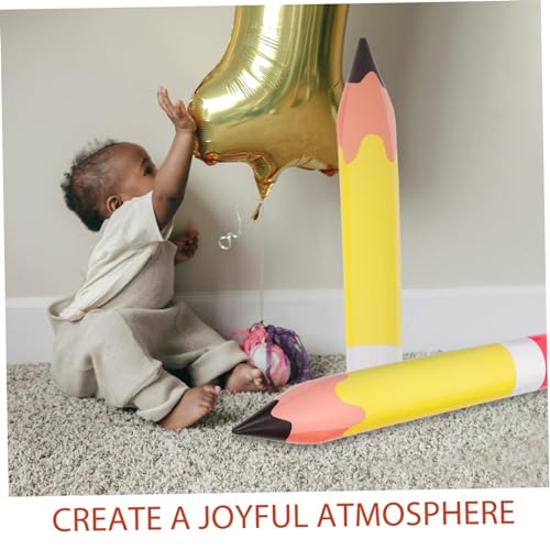 ADOCARN 10 Stück Teiliges Aufblasbare Bleistift Luftballons Gelb PVC Partydeko Schulfeier Kindergeburtstag Lustige Große Bleistiftform für Unvergessliche Fotos und Geschenke von ADOCARN