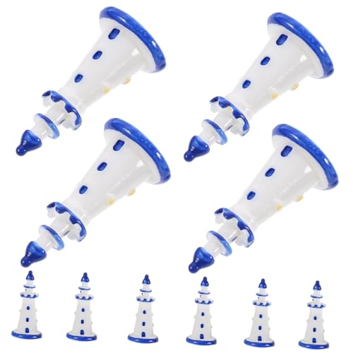 ADOCARN 10St Mini-Leuchtturm Leuchtturm-Bausatz Solar- realistische Babypuppe Miniaturen Mädchen für kinderspielzeug Toys Mini-Ornament Leuchtturm aus Mikroharz Blue von ADOCARN
