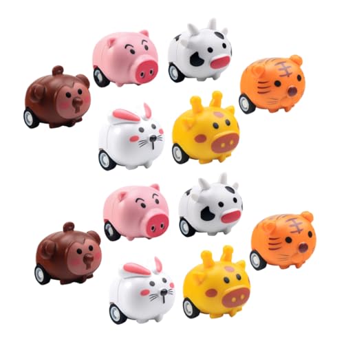 ADOCARN 12 Stück Mini Rückziehautos für Teiliges mit Niedlichen Tiermotiven Partygeschenk für Kindergartenfeiern Fördert Elterliche Interaktion und Sorgt für Spaß bei Gruppenaktivitäten von ADOCARN