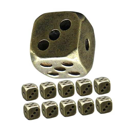 ADOCARN 12 Stück Retro Messingwürfel Metall Messingwürfel Spielwürfel Perle Standard Spielwürfel Lustige Würfel Profiwürfel Miniwürfel Rollenspielwürfel DIY Foto Taschenwürfel von ADOCARN