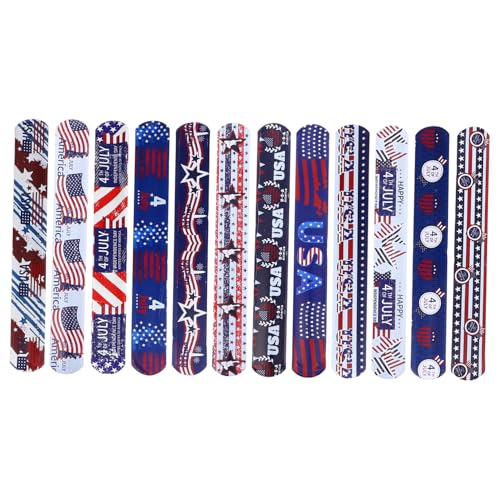 ADOCARN 12 Stück Slap Armbänder PVC Unabhängigkeitstag Party Goodie Bag Füller mit Patriotischen Designs für Feiern Spaß und Dekoration ADOCARN 12 Stück Slap Armbänder PVC Unabhängigkeitstag Party Goodie Bag Füller mit Patriotischen Designs für Feiern Spaß und Dekoration von ADOCARN
